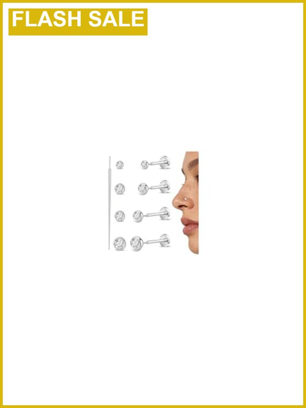 G23 Titanium Flat Back Earrings Studs Set Hypoallergenic Cartilage Tragus Conch